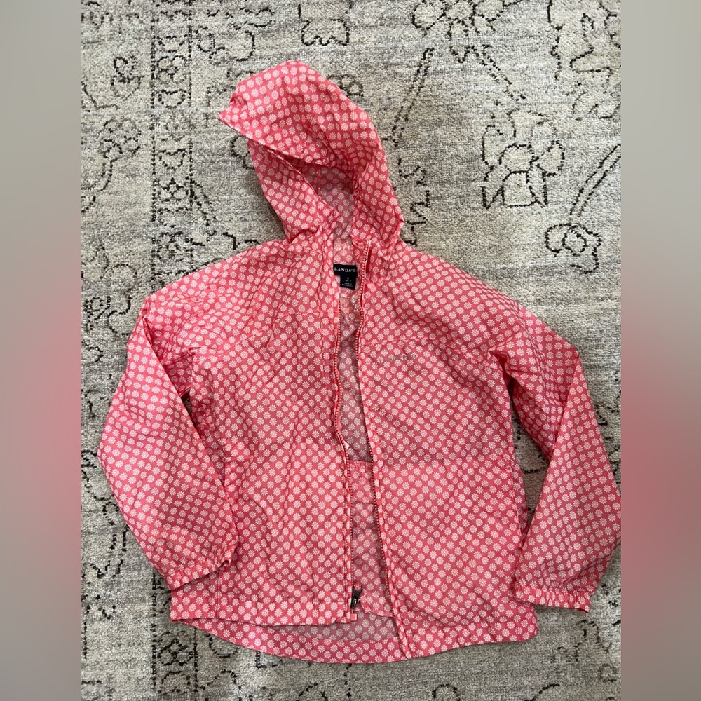 Lands End Kids Waterproof Hooded Packable Rain Jacket